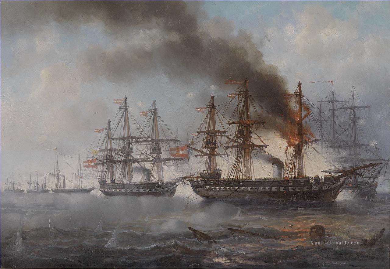 Josef Carl Puttner Seegefecht bei Helgoland 1864 Seeschlacht Ölgemälde